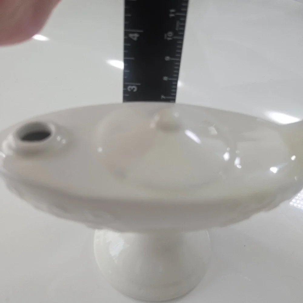 White Ceramic Nurses Graduation Nightingale Lamp Large Embossed Scroll 8